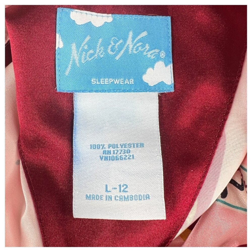 Nick & Nora Womens Pink Sock Monkey Pajama Top Size Large bowling TV Car Poly - Picture 6 of 9